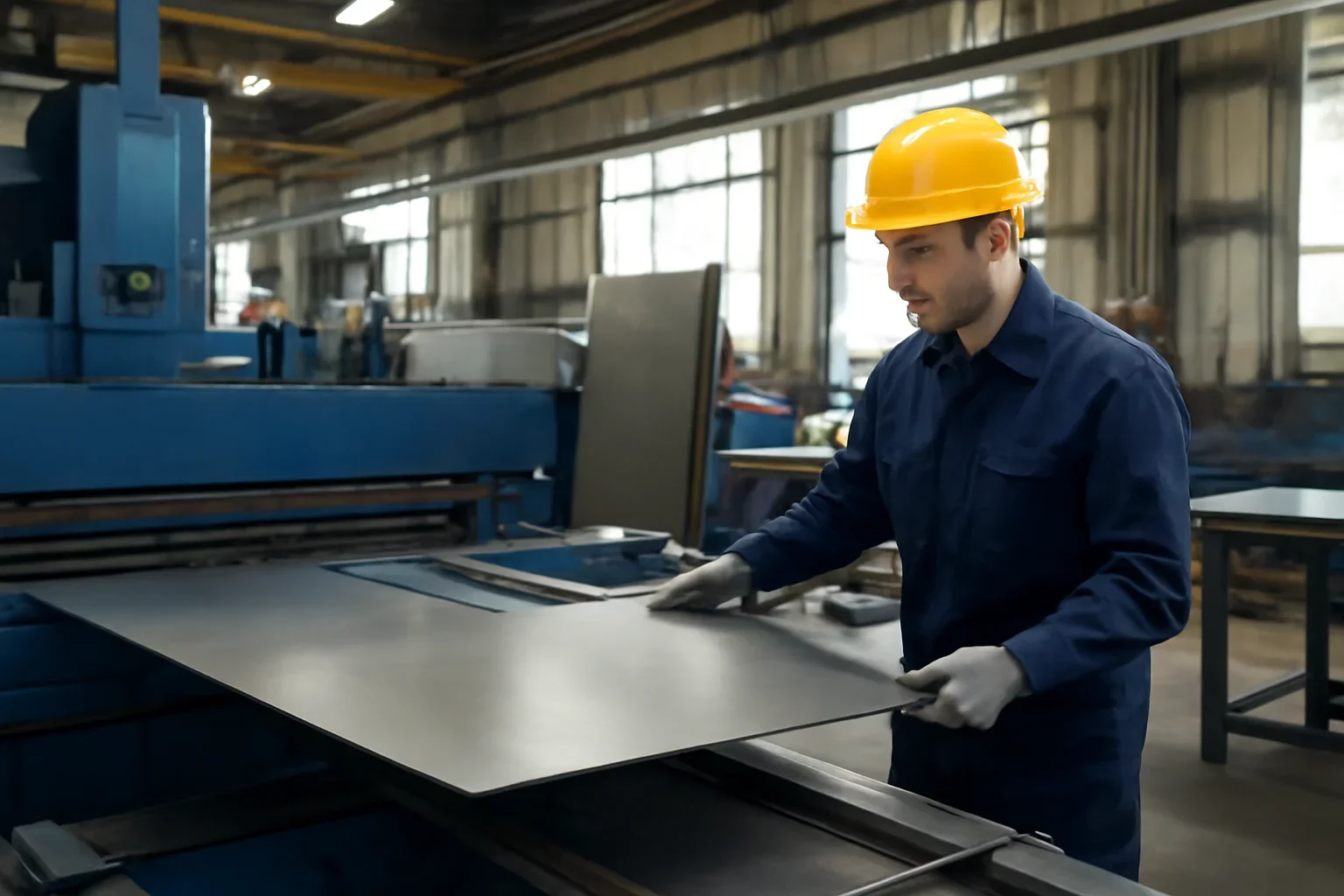 Alternative to General Metal Fabricators for Railway Projects shown through an industrial sheet metal manufacturing scene.