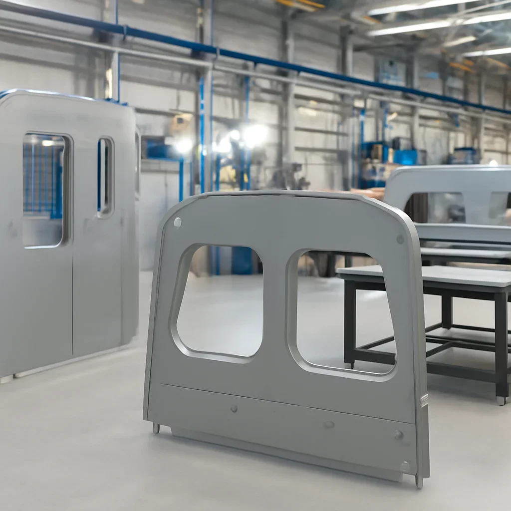 Supporting view related to railway sheet metal components: common use cases in a clean industrial environment.