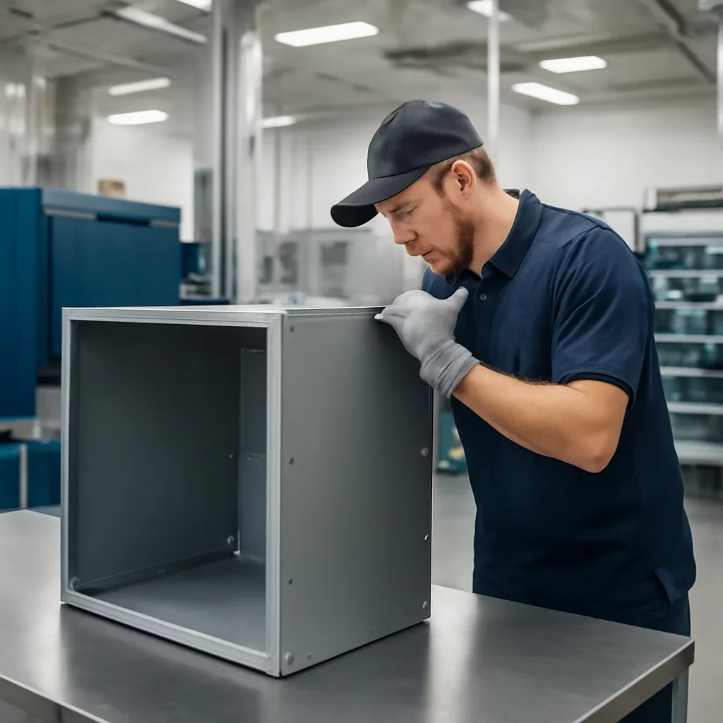 Supporting view related to powder-coated assembly in a clean industrial environment.