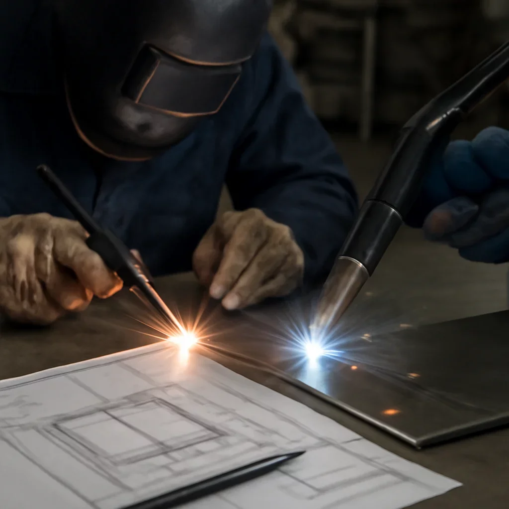 Call-to-action image supporting tig vs mig/mag welding and project planning.