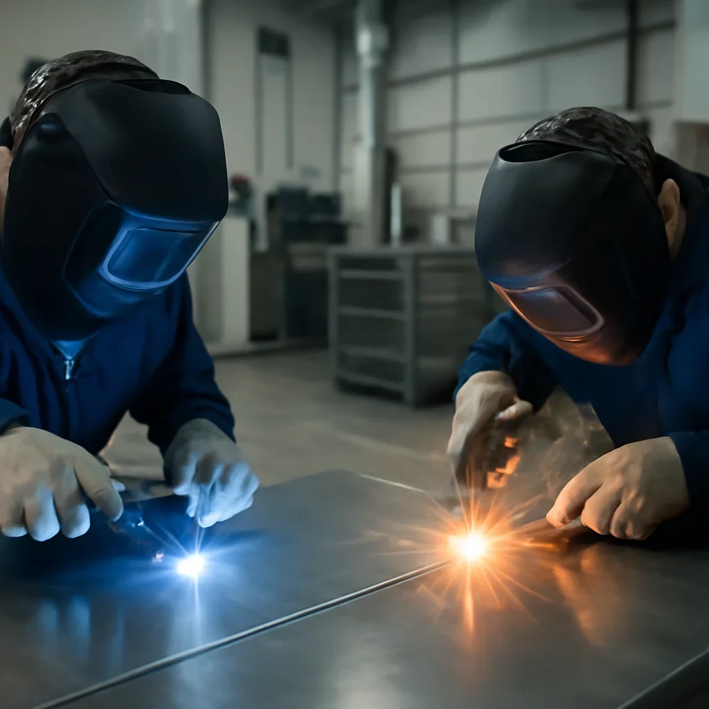 Supporting view related to tig vs mig/mag welding in a clean industrial environment.