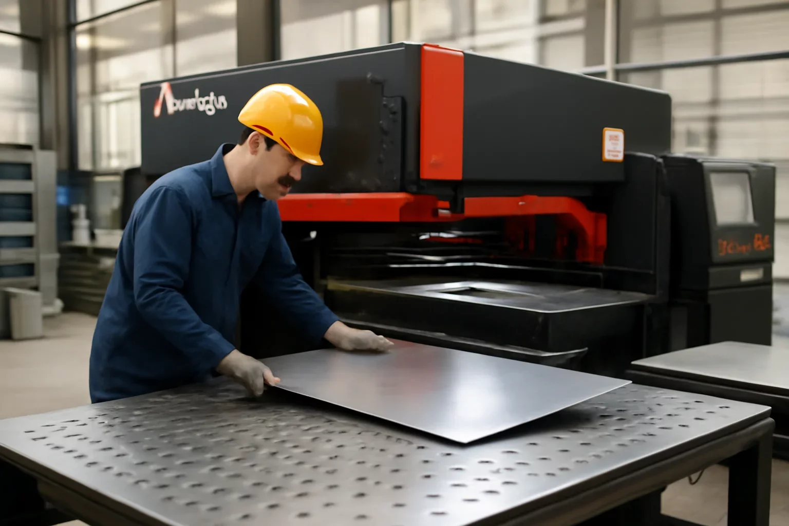 Industrial OEMs shown through an industrial sheet metal manufacturing scene.