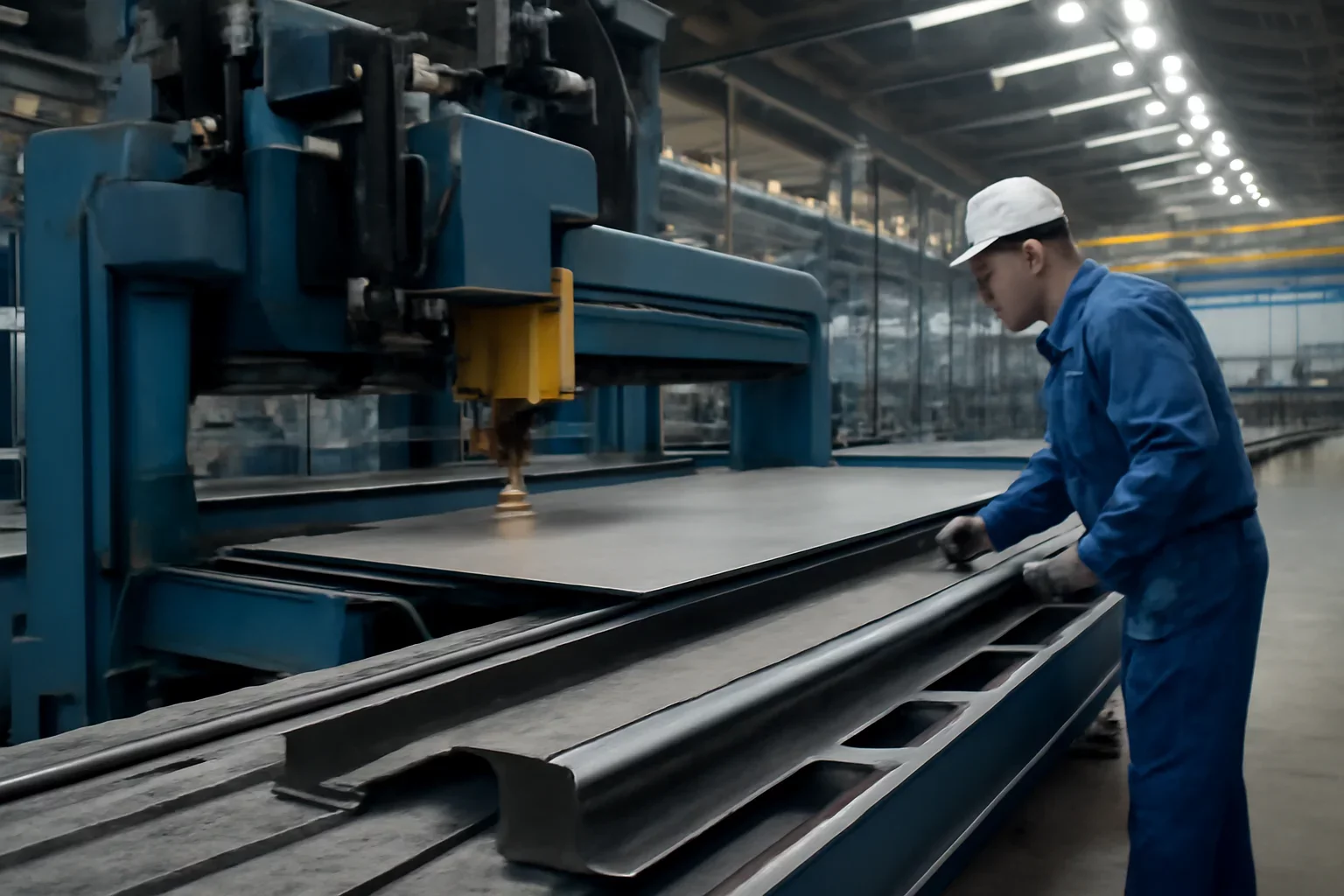 Railway Industry shown through an industrial sheet metal manufacturing scene.