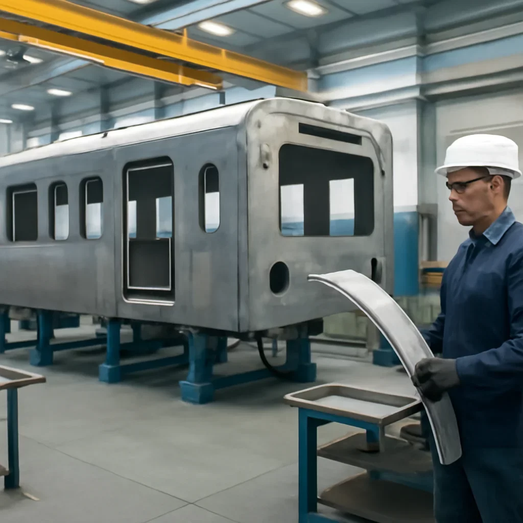 Supporting view related to railway industry in a clean industrial environment.