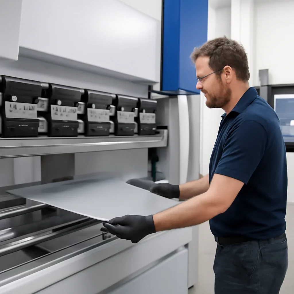 Supporting view related to cnc bending & folding in a clean industrial environment.
