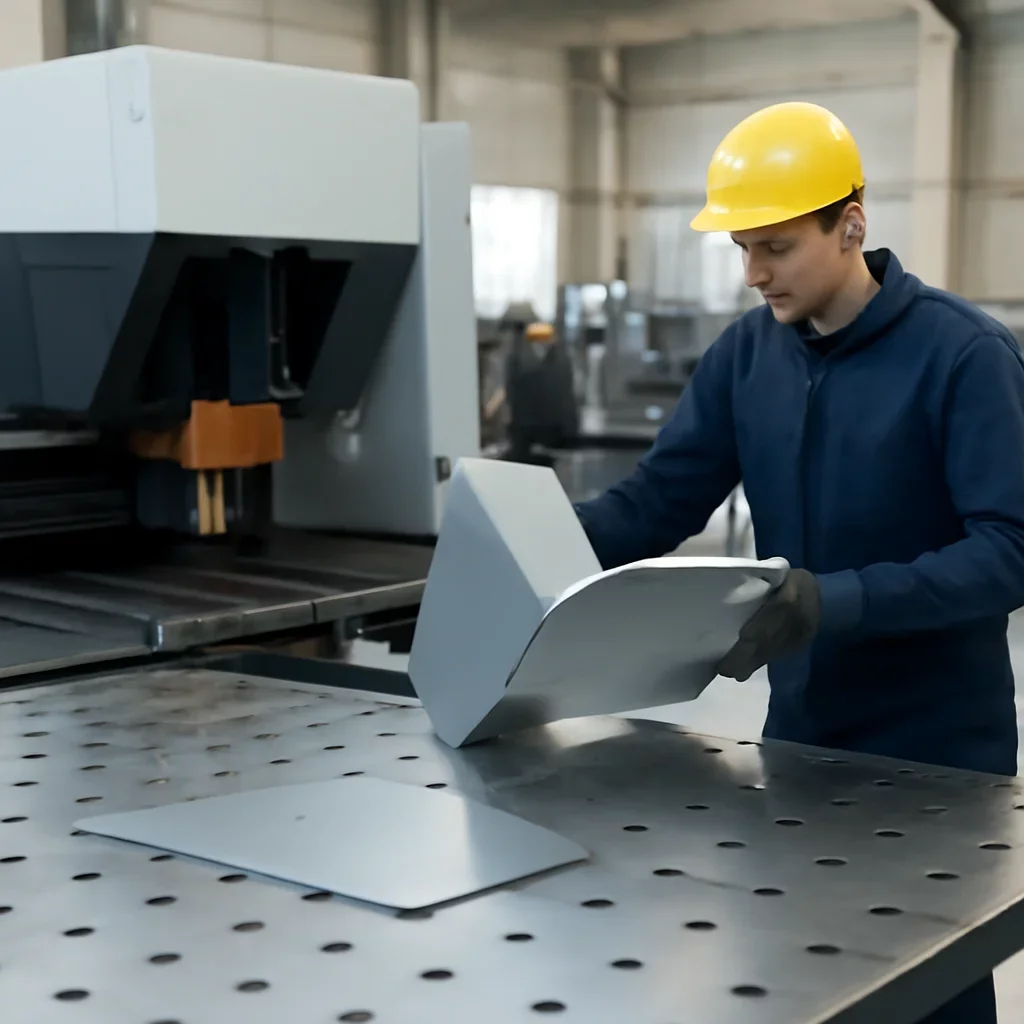 Call-to-action image supporting complex sheet metal fabrication and project planning.
