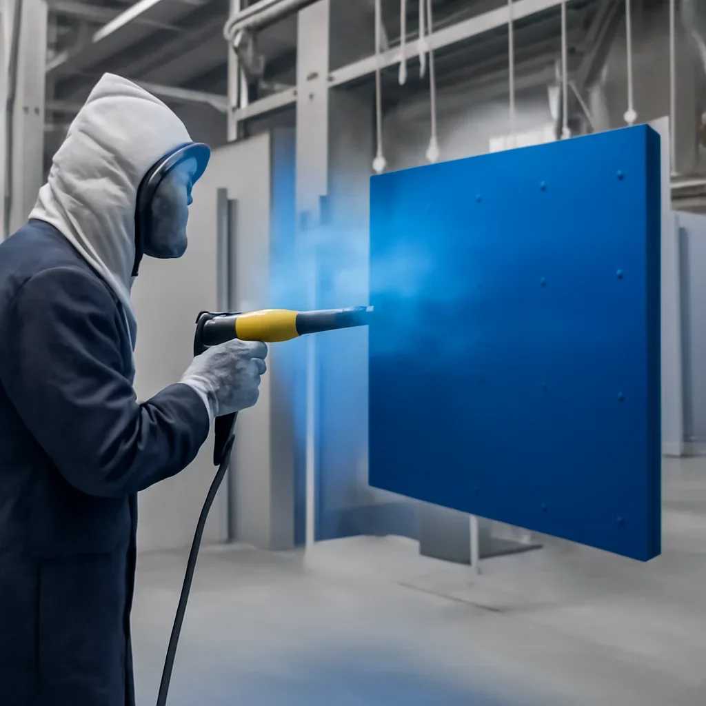 Call-to-action image supporting powder coating and project planning.