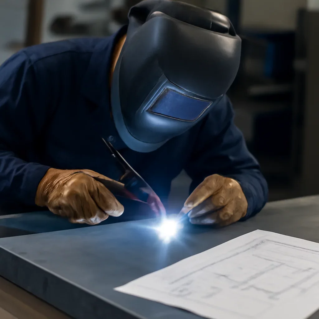 Call-to-action image supporting tig welding and project planning.