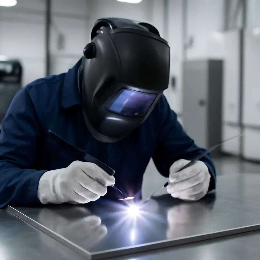 Supporting view related to tig welding in a clean industrial environment.