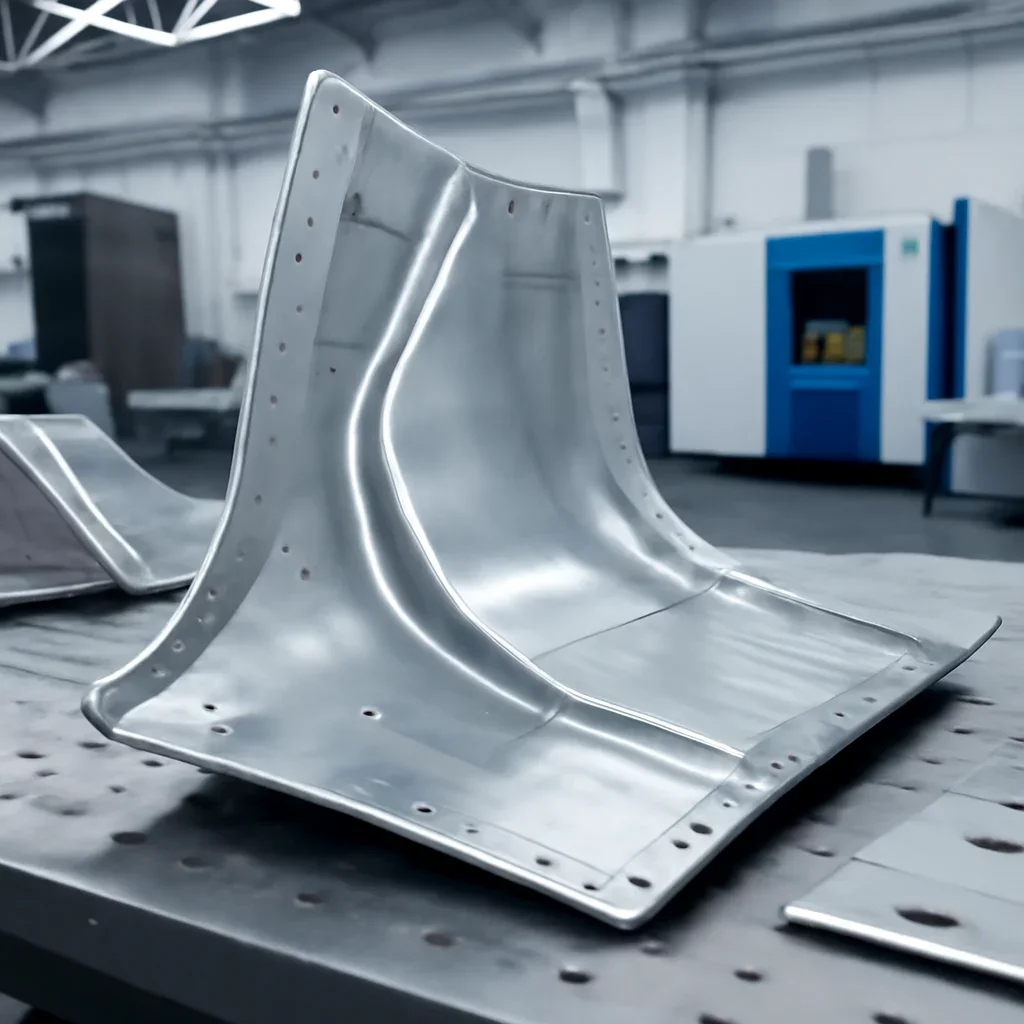 Supporting view related to aerospace sheet metal components in a clean industrial environment.
