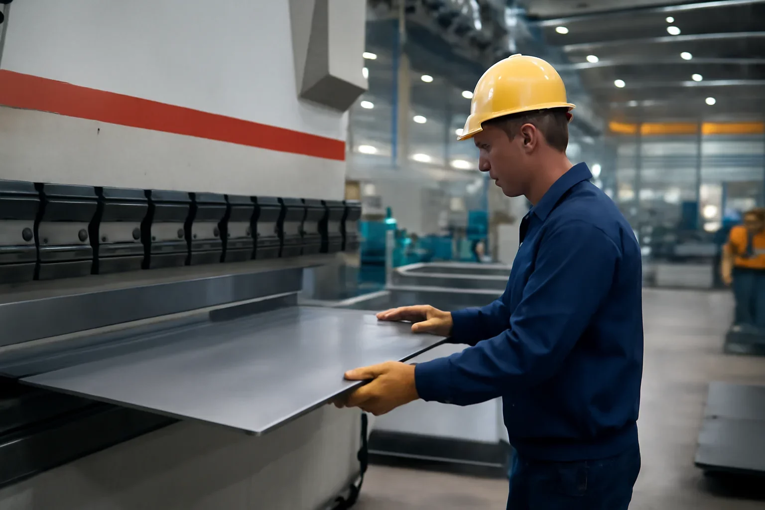 Railway Retrofit & Remanufacturing shown through an industrial sheet metal manufacturing scene.
