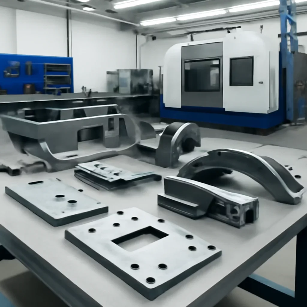 Supporting view related to railway sheet metal parts in a clean industrial environment.